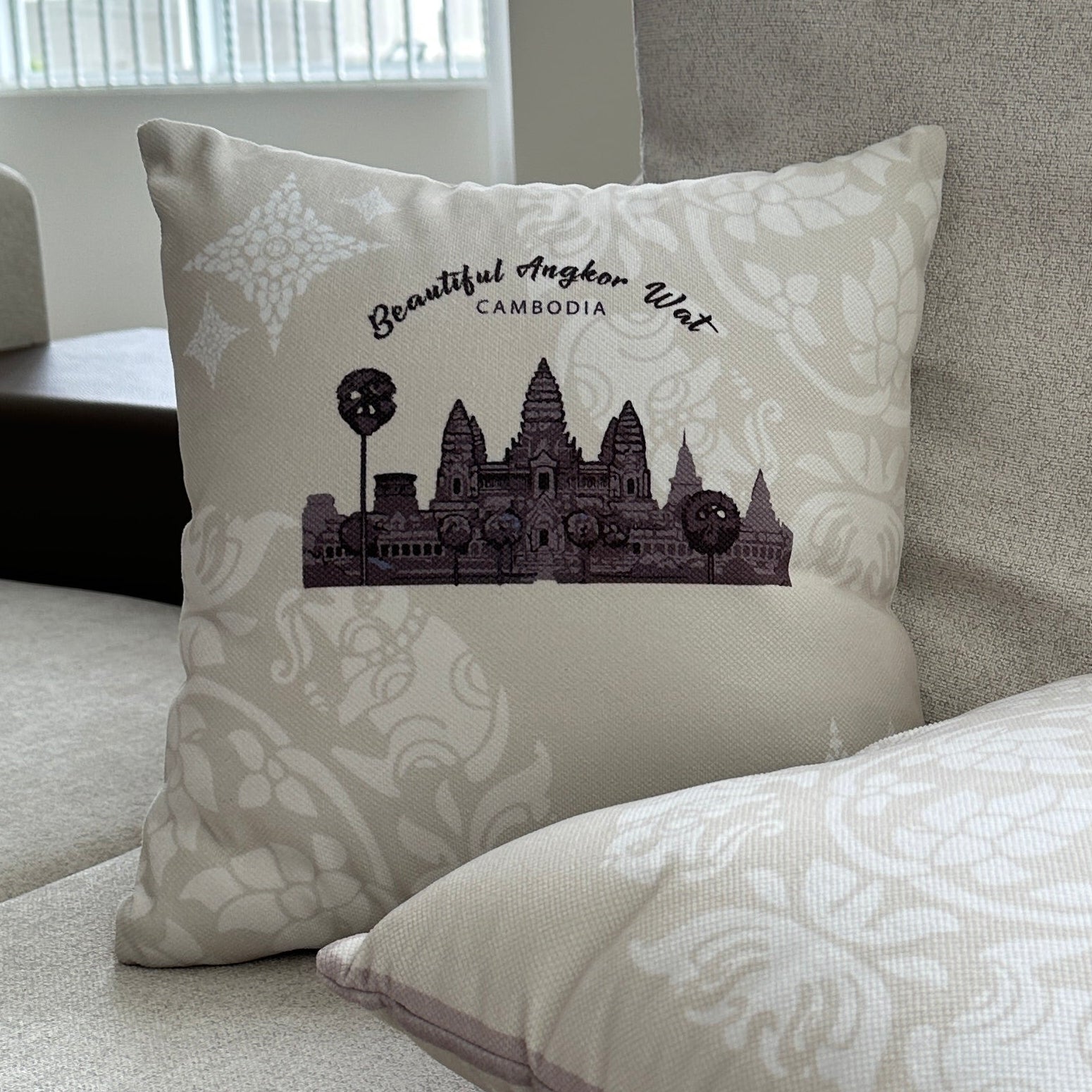 Sofa Pillow Angkor Wat Carved 36CM