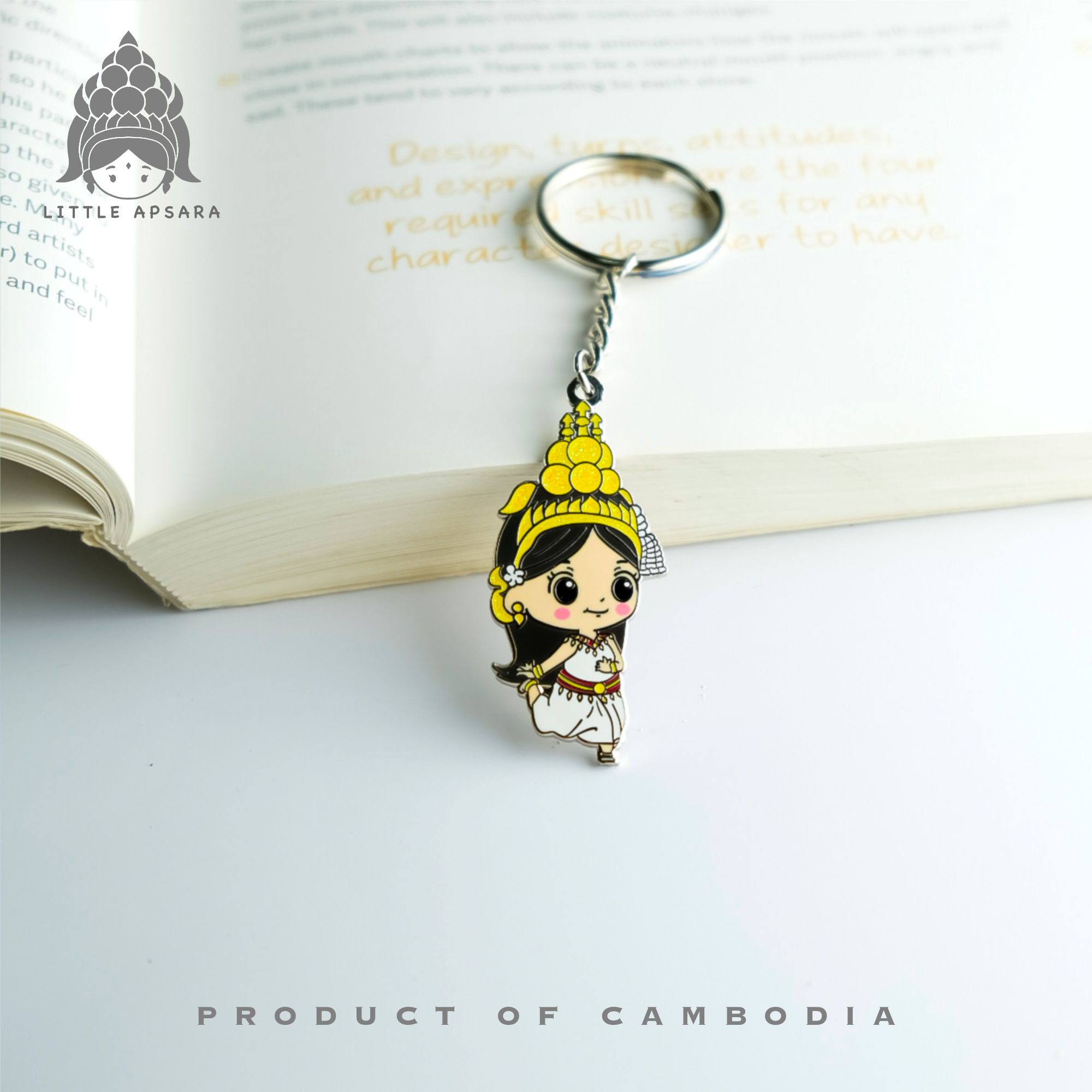 Metal keychain White Kesor Apsara
