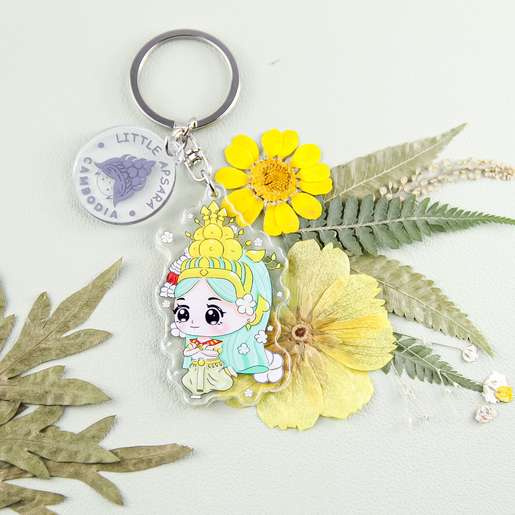 Ap Keychain Acrylic Keychain Dancing Green Apsara – LITTLE APSARA