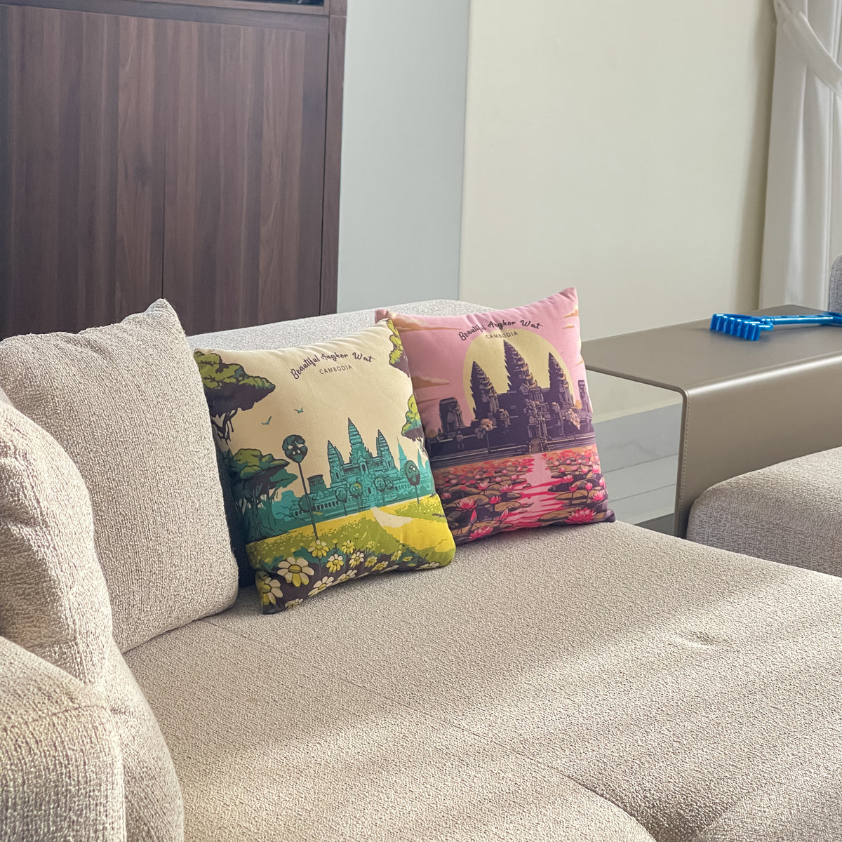 Sofa Pillow Pink Angkor Wat 36Cm
